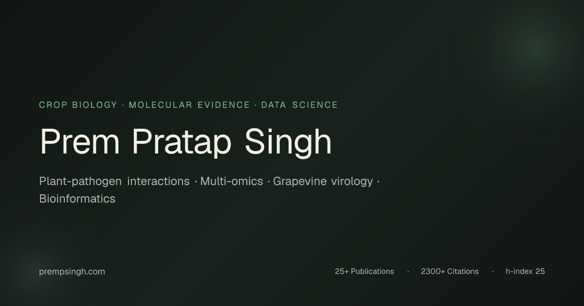 Prem Pratap Singh, Ph.D. | Plant Pathology · Molecular Biology · Multi ...